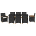 Set de masă pentru grădină 9 pcs Negru poliratan - WALTI WALTI