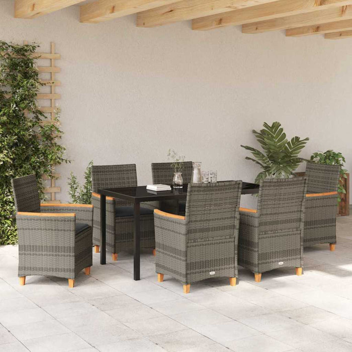 Set de masă pentru grădină 7 pcs Gri poliratan - WALTI WALTI
