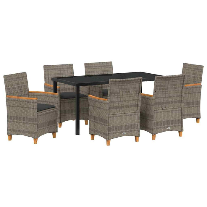 Set de masă pentru grădină 7 pcs Gri poliratan - WALTI WALTI