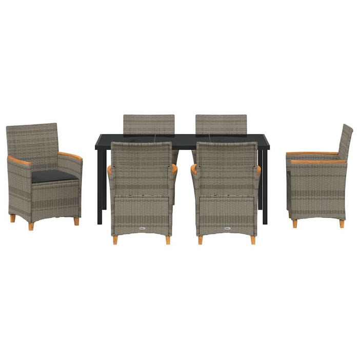 Set de masă pentru grădină 7 pcs Gri poliratan - WALTI WALTI