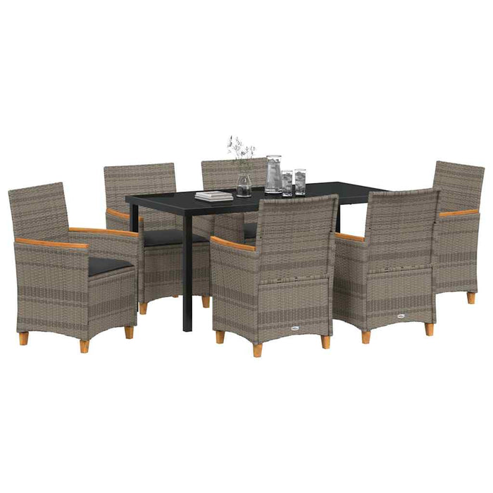 Set de masă pentru grădină 7 pcs Gri poliratan - WALTI WALTI