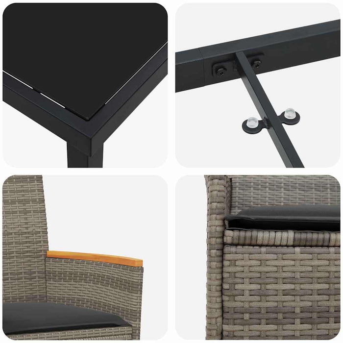 Set de masă pentru grădină 7 pcs Gri poliratan - WALTI WALTI