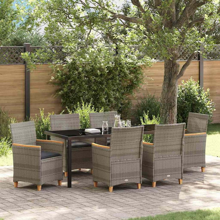 Set de masă pentru grădină 7 pcs Gri poliratan - WALTI WALTI