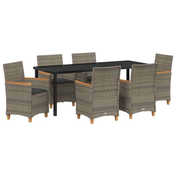 Set de masă pentru grădină 7 pcs Gri poliratan - WALTI WALTI