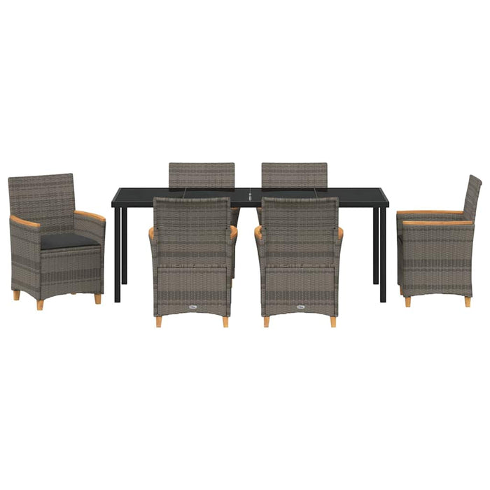 Set de masă pentru grădină 7 pcs Gri poliratan - WALTI WALTI
