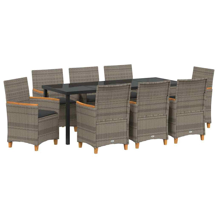 Set de masă pentru grădină 9 pcs Gri poliratan - WALTI WALTI
