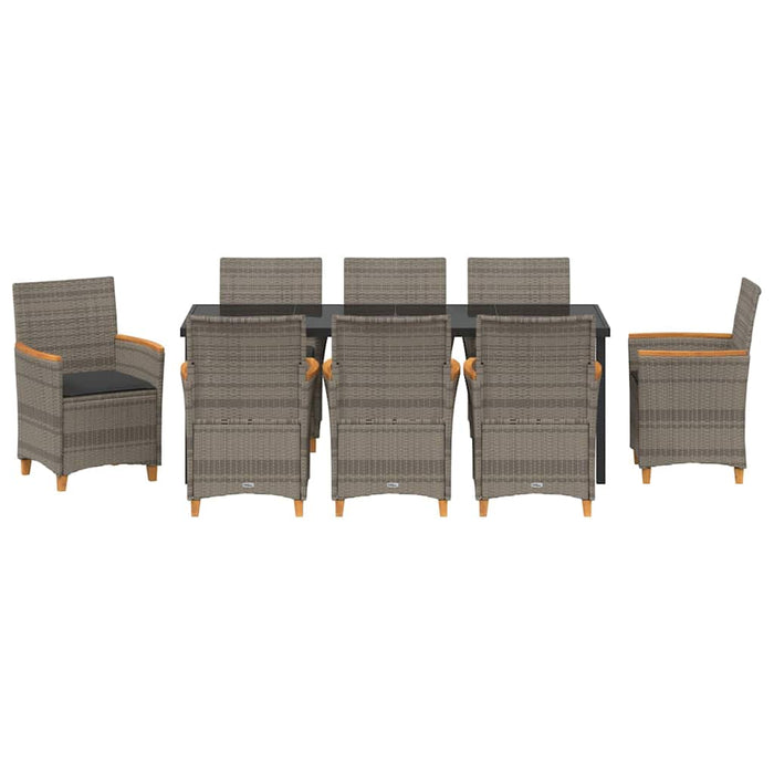 Set de masă pentru grădină 9 pcs Gri poliratan - WALTI WALTI