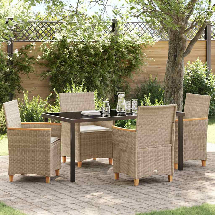 Set de masă pentru grădină 5 pcs Bej poliratan - WALTI WALTI