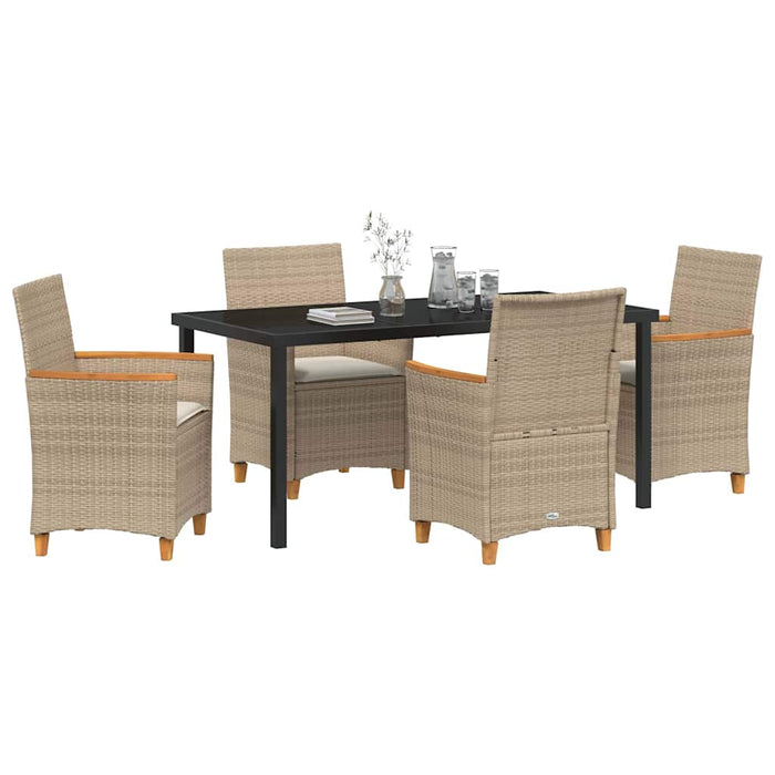 Set de masă pentru grădină 5 pcs Bej poliratan - WALTI WALTI