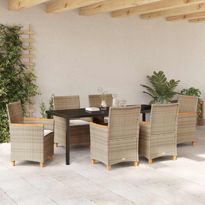Set de masă pentru grădină 7 pcs Bej poliratan - WALTI WALTI