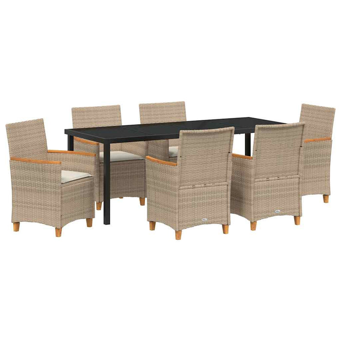 Set de masă pentru grădină 7 pcs Bej poliratan - WALTI WALTI