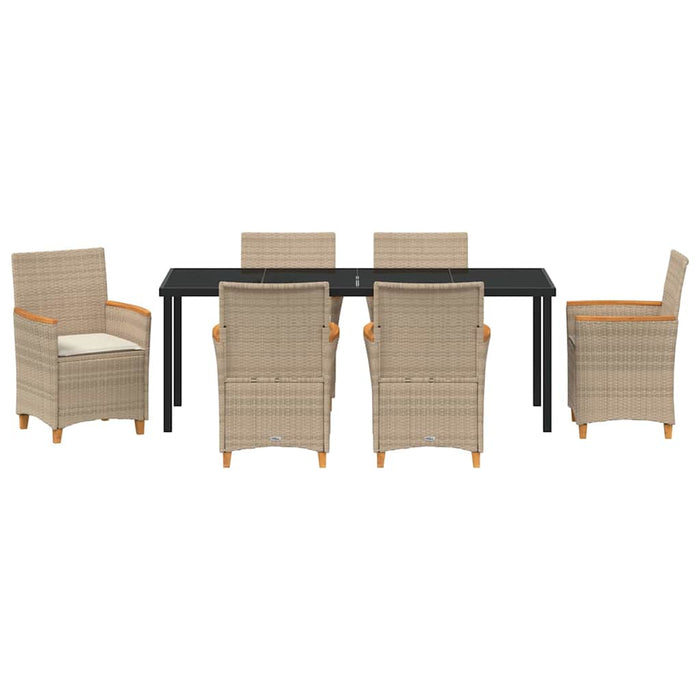 Set de masă pentru grădină 7 pcs Bej poliratan - WALTI WALTI