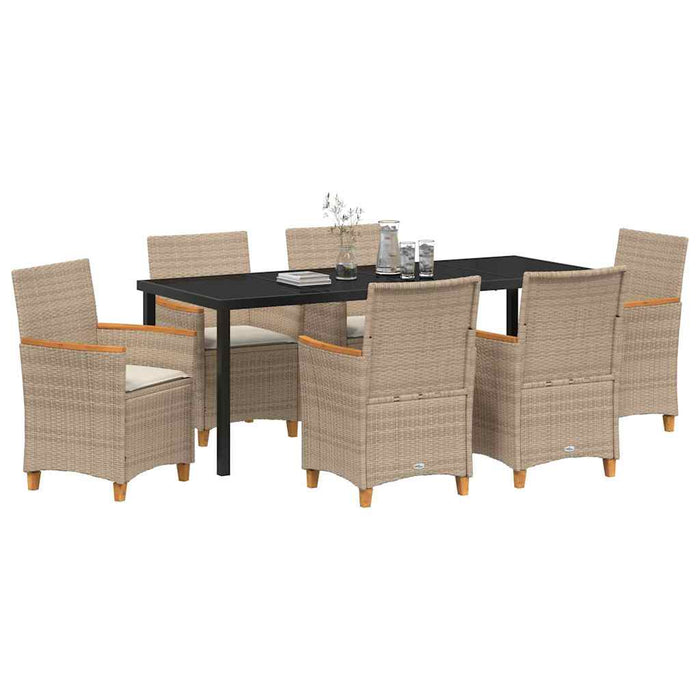Set de masă pentru grădină 7 pcs Bej poliratan - WALTI WALTI