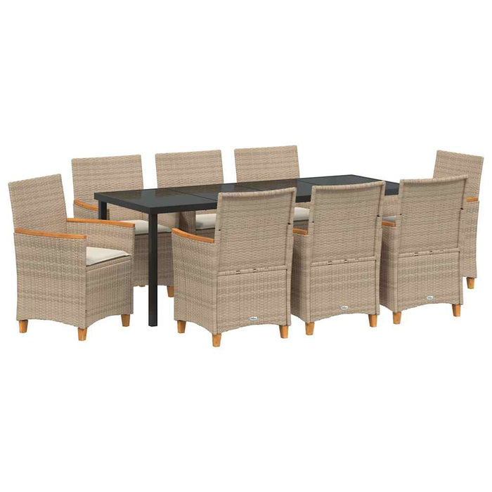 Set de masă pentru grădină 9 pcs Bej poliratan - WALTI WALTI