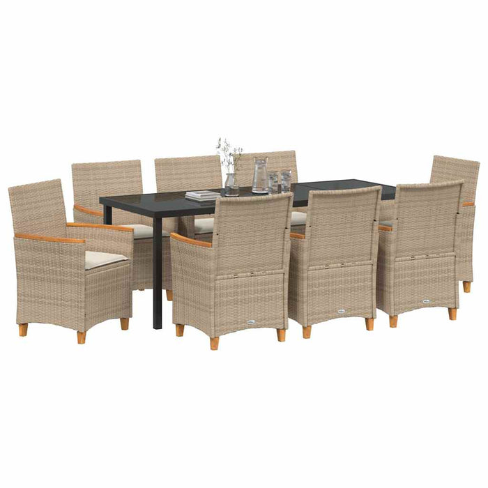 Set de masă pentru grădină 9 pcs Bej poliratan - WALTI WALTI