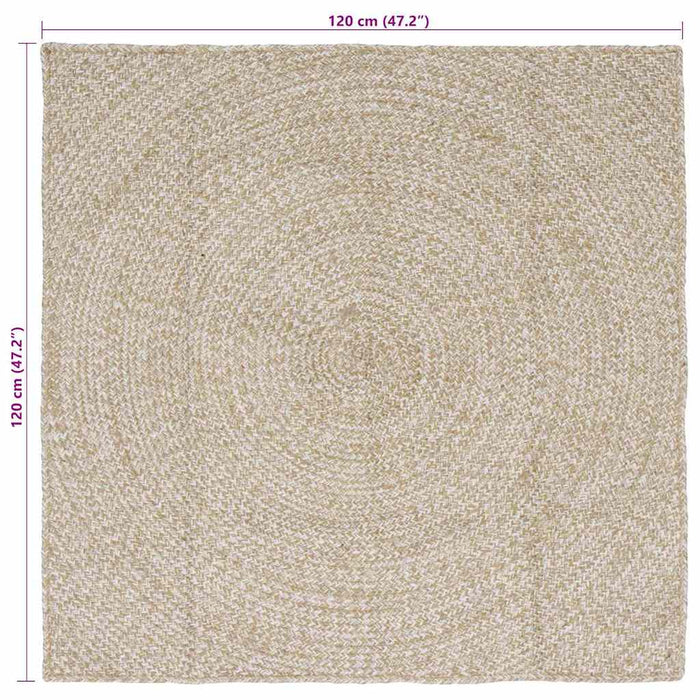 Covoare de zonă Pătrat Natural și Alb 120 x 120 cm Iută - WALTI WALTI