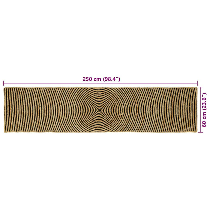 Covor Natural și Negru 60 x 250 cm Iută - WALTI WALTI