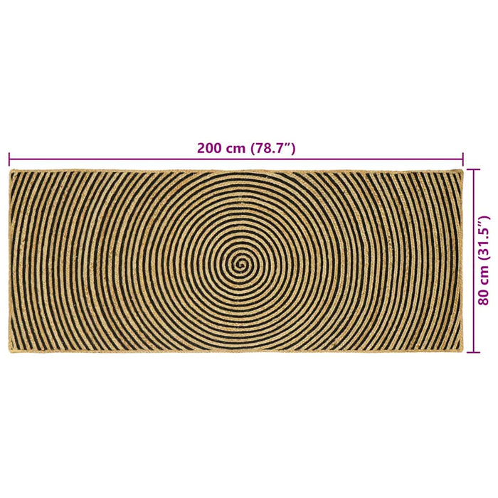 Covor Natural și Negru 80 x 200 cm Iută - WALTI WALTI