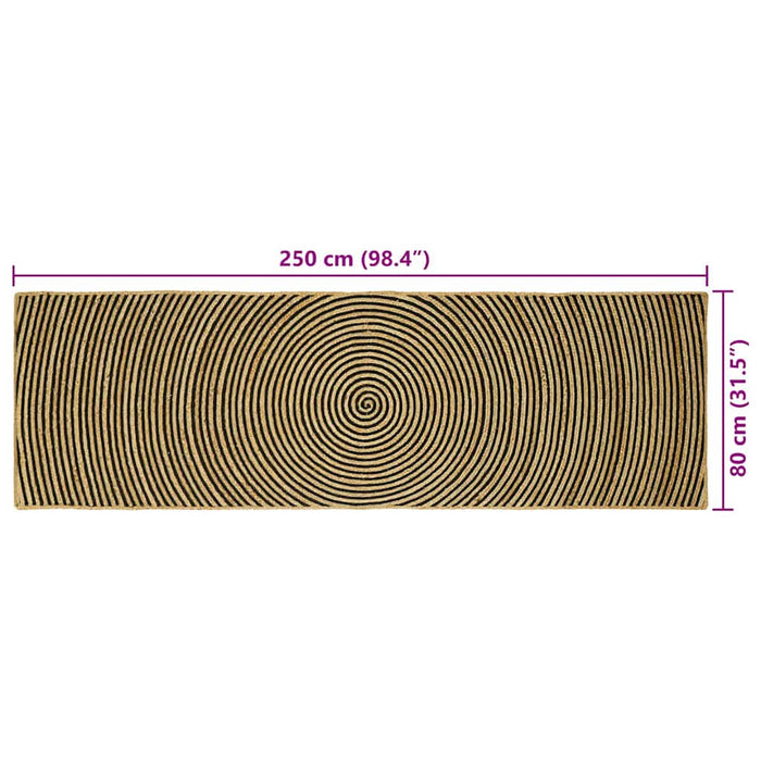 Covor Natural și Negru 80 x 250 cm Iută - WALTI WALTI