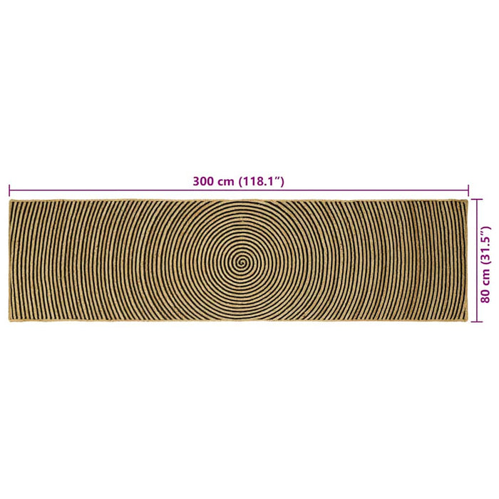 Covor Natural și Negru 80 x 300 cm Iută - WALTI WALTI