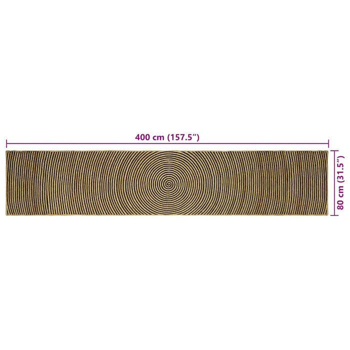 Covor Natural și Negru 80 x 400 cm Iută - WALTI WALTI