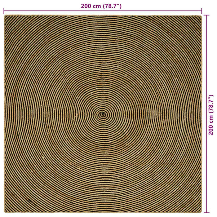 Covor Natural și Negru 200 x 200 cm Iută - WALTI WALTI