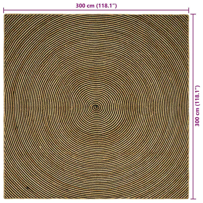 Covor Natural și Negru 300 x 300 cm Iută - WALTI WALTI