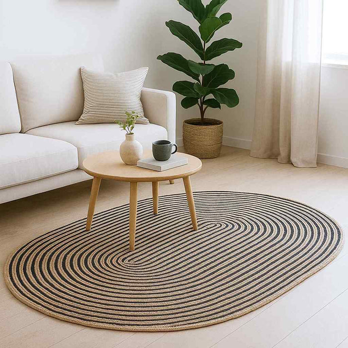 Covor Natural și Negru 122 x 183 cm Iută - WALTI WALTI