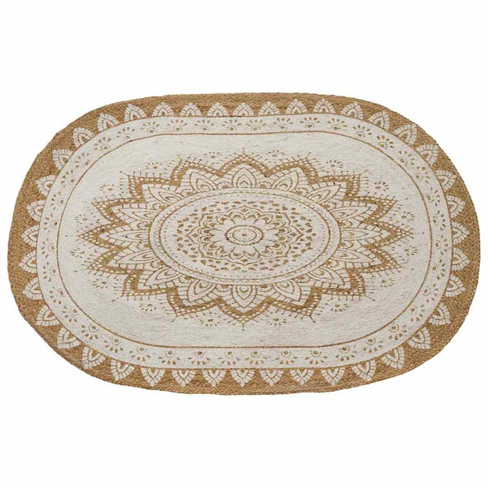 Covoare de zonă Floral Natural cu imprimeu alb 122 x 183 cm WALTI
