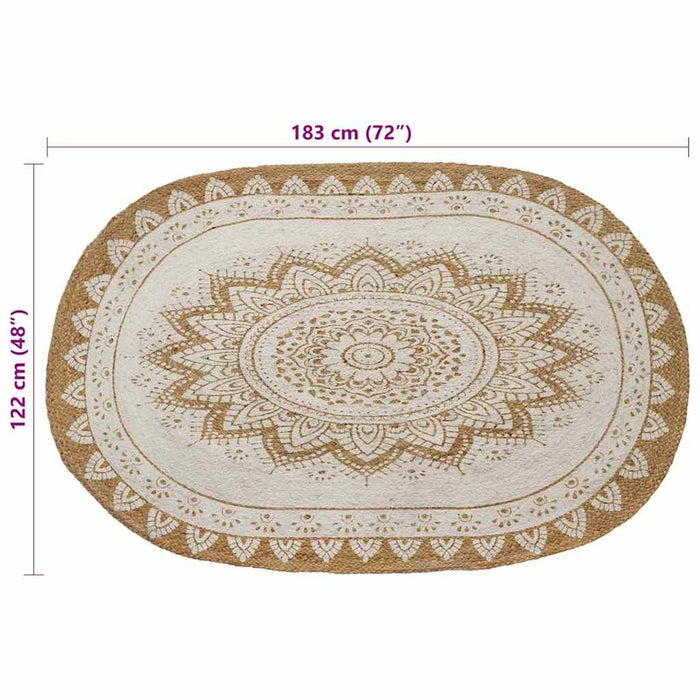Covoare de zonă Floral Natural cu imprimeu alb 122 x 183 cm WALTI