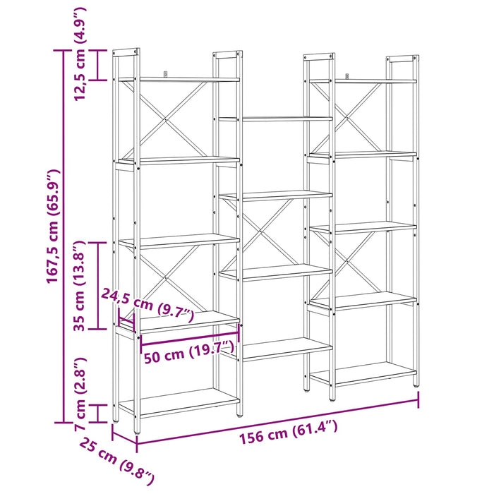 Raft pentru cărți Lemn vechi 156 x 25 x 167 cm Lemn compozit - WALTI WALTI