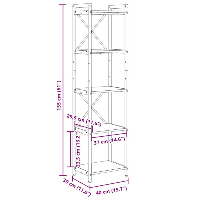 Raft pentru cărți 40 x 30 x 155 cm Lemn prelucrat WALTI