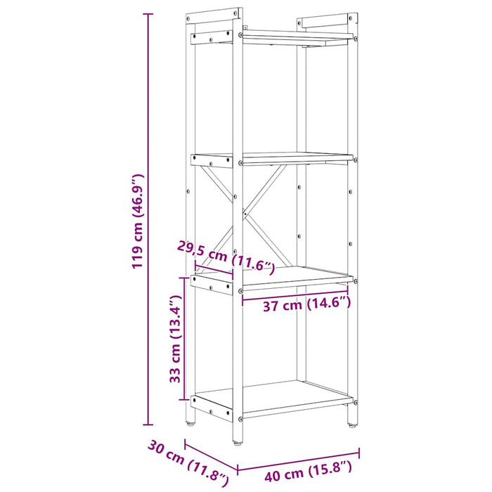 Bibliotecă Stejar negru 40 x 30 x 118 cm Lemn compozit - WALTI WALTI