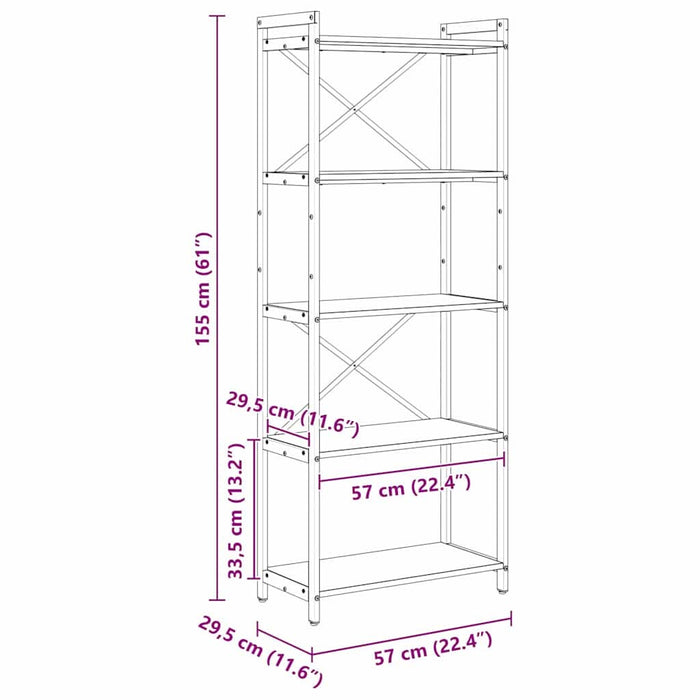 Bibliotecă stejar artizanal 60 x 30 x 153 cm Lemn compozit - WALTI WALTI