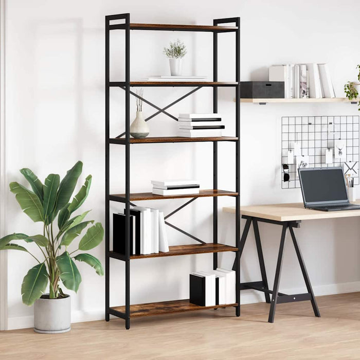 Bibliotecă Stejar afumat 80 x 30 x 188 cm Lemn compozit - WALTI WALTI
