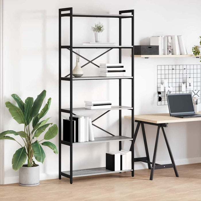 Bibliotecă sonoma gri 80 x 30 x 188 cm Lemn compozit - WALTI WALTI