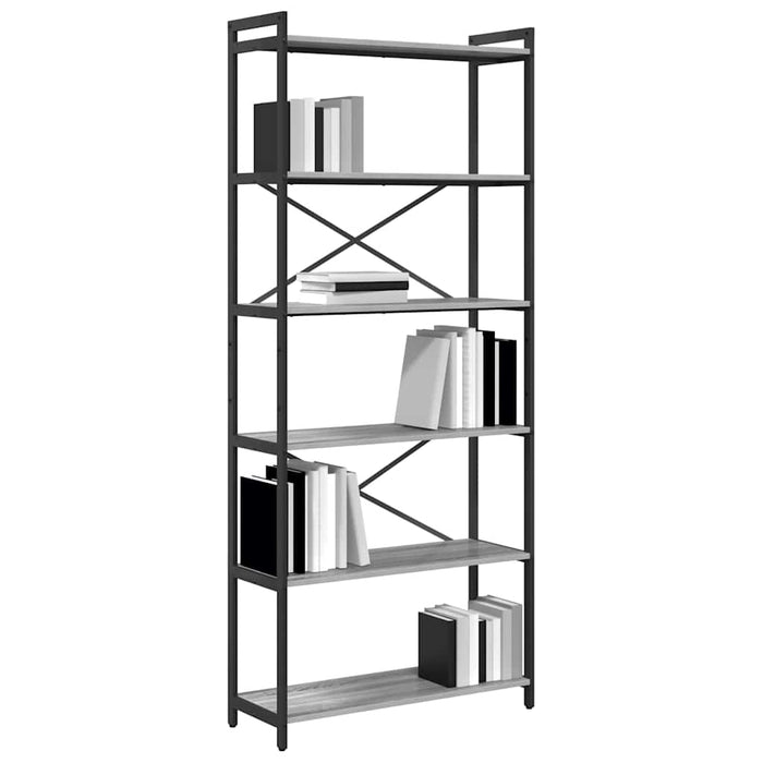 Bibliotecă sonoma gri 80 x 30 x 188 cm Lemn compozit - WALTI WALTI