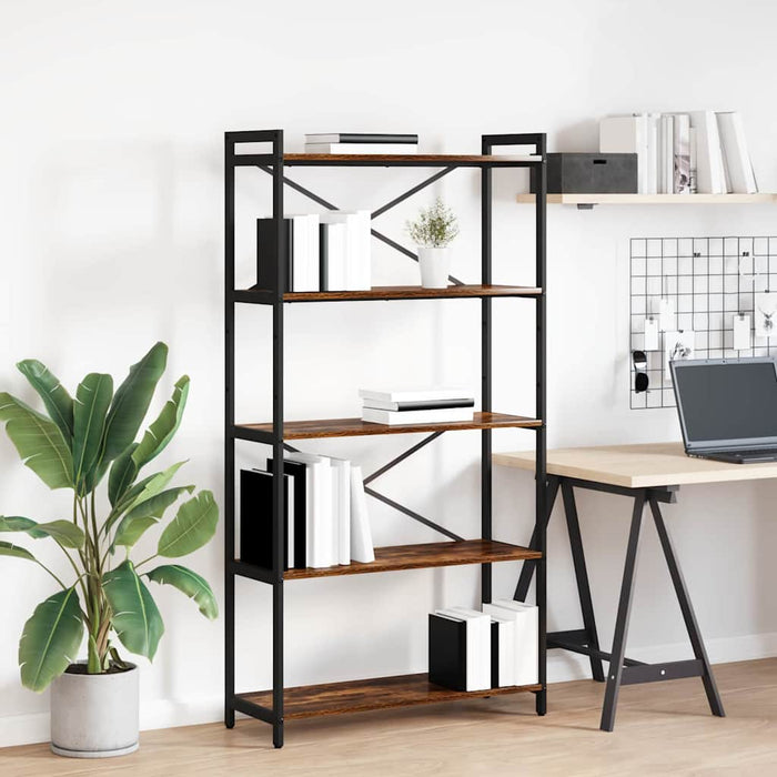 Bibliotecă Stejar afumat 80 x 30 x 153 cm Lemn compozit - WALTI WALTI