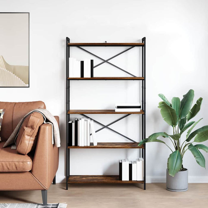 Bibliotecă Stejar afumat 80 x 30 x 153 cm Lemn compozit - WALTI WALTI