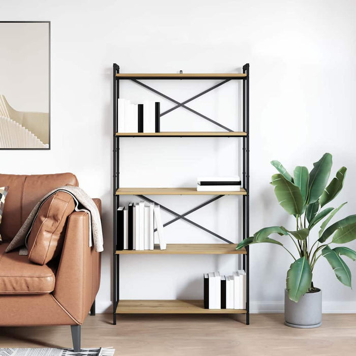 Bibliotecă stejar artizanal 80 x 30 x 153 cm Lemn compozit - WALTI WALTI
