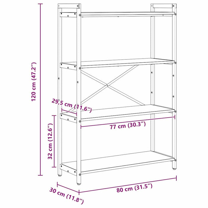 Bibliotecă Stejar negru 80 x 30 x 118 cm Lemn compozit - WALTI WALTI