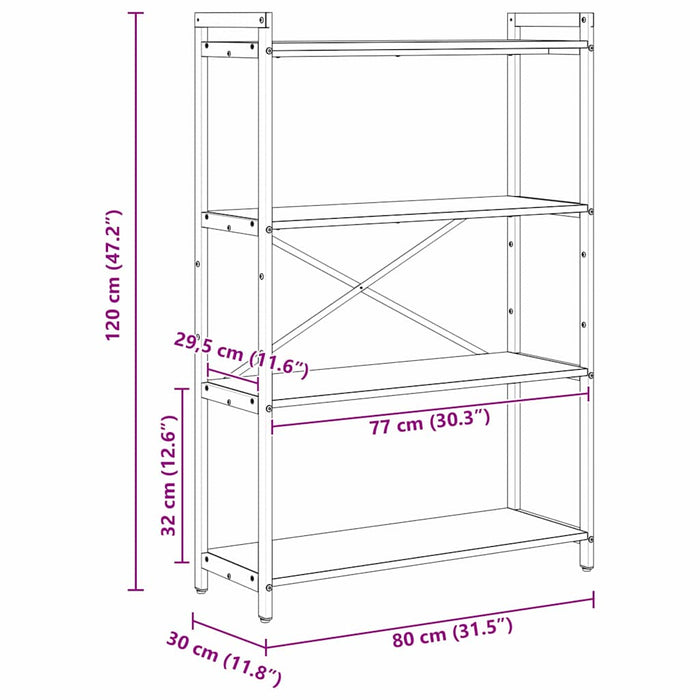 Bibliotecă stejar artizanal 80 x 30 x 118 cm Lemn compozit - WALTI WALTI