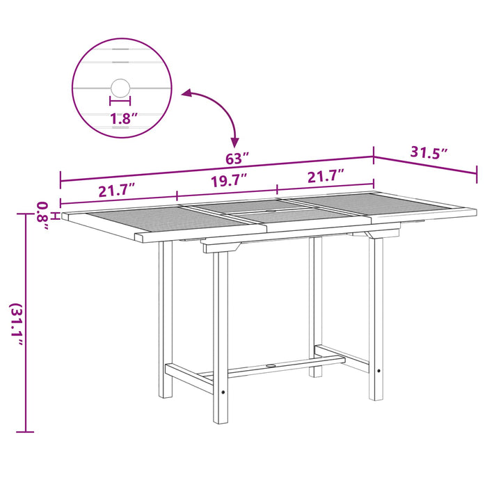 Set de masă pentru grădină 5 pcs Maro Lemn solid de tec WALTI