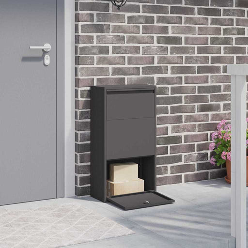 Cutie pentru colet cu depozitare Negru 44 x 22 x 82 cm Oțel - WALTI WALTI
