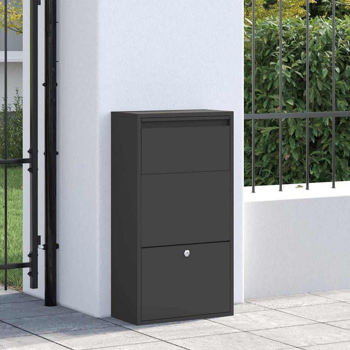 Cutie pentru colet cu depozitare Negru 44 x 22 x 82 cm Oțel - WALTI WALTI