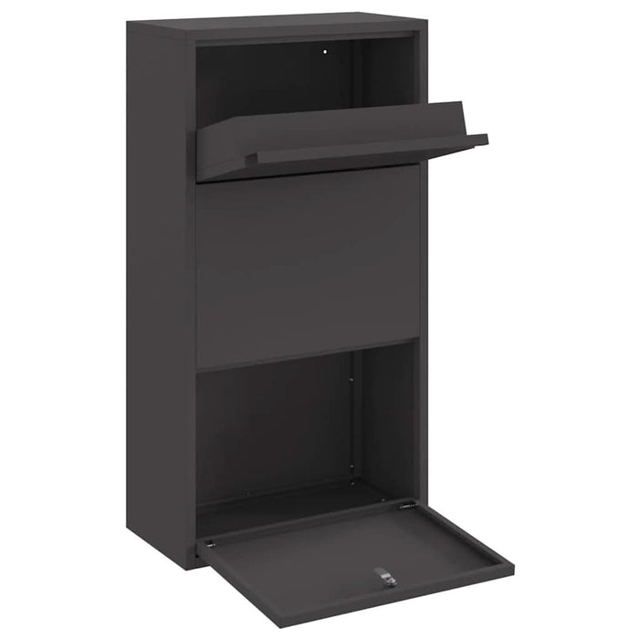 Cutie pentru colet cu depozitare Negru 44 x 22 x 82 cm Oțel - WALTI WALTI