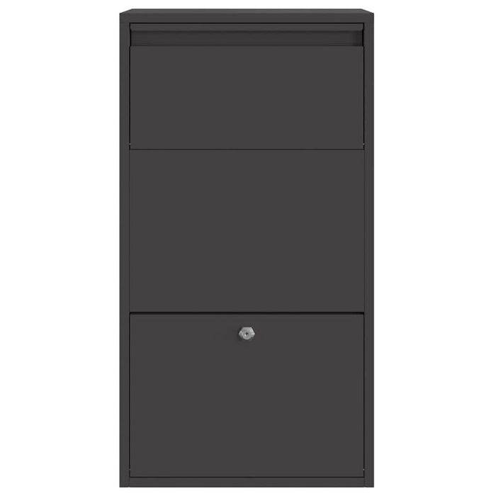 Cutie pentru colet cu depozitare Negru 44 x 22 x 82 cm Oțel - WALTI WALTI