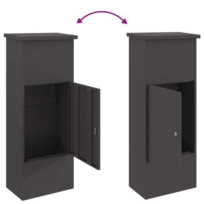 Cutie pentru colet cu ușă Negru 44,5 x 29 x 110,5 cm Oțel - WALTI WALTI