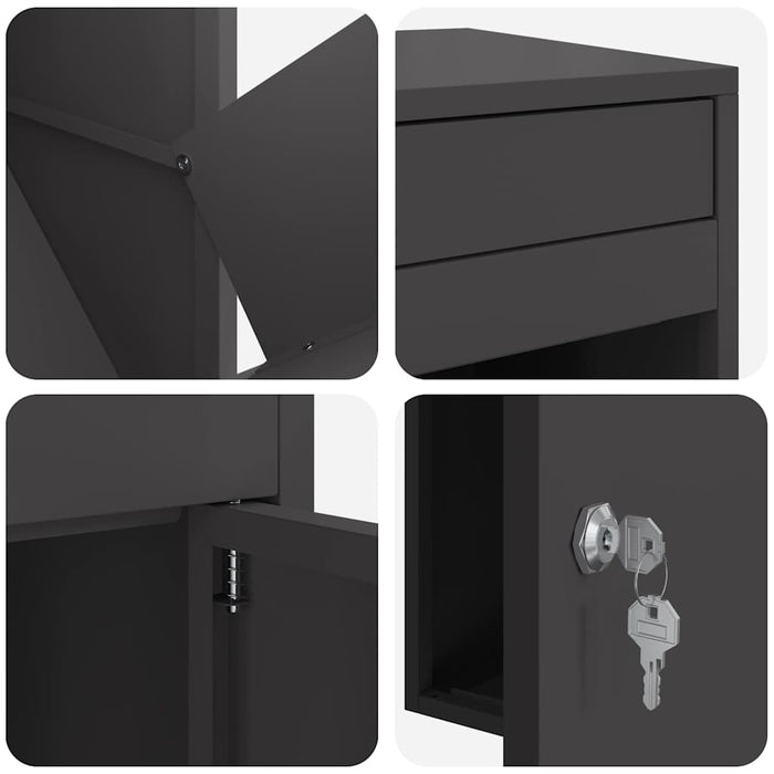 Cutie pentru colet cu depozitare Negru 41 x 38 x 103 cm Oțel - WALTI WALTI