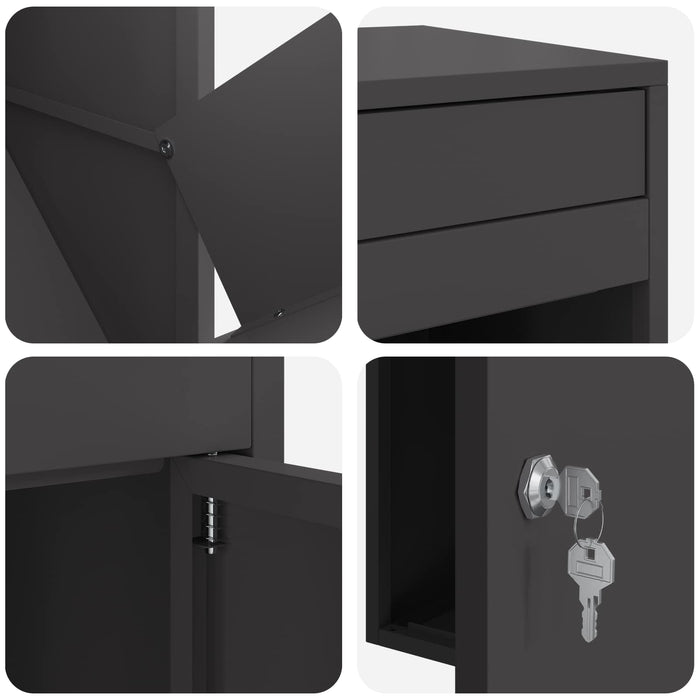 Cutie pentru colet cu depozitare Negru 41 x 38 x 103 cm Oțel - WALTI WALTI